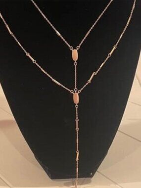 Kendra Scott Adelia Layered Lariat Necklace, 18" rose gold NWT